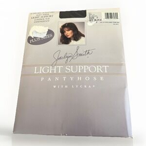 Jaclyn Smith Light Support Pantyhose Lycra Plus Size F Off Black Vintage Kmart